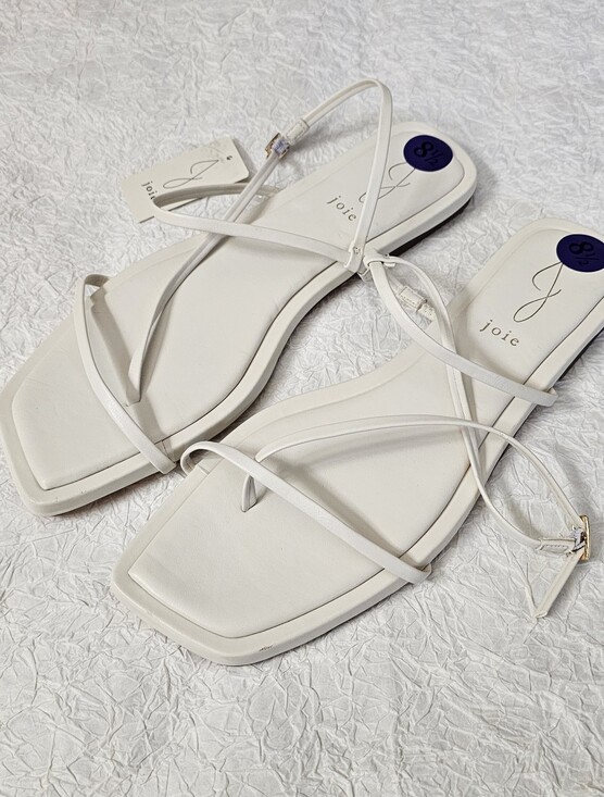 Joie Shoes - Joie Glory Womens White Minimlaist Square Toe T strap sandals New with tags